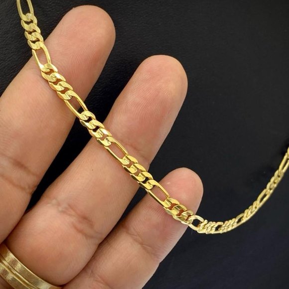 14K Solid Gold Filled Figaro Chain Necklace for Mens and Womens Inches 4mm - Picture 5 of 10